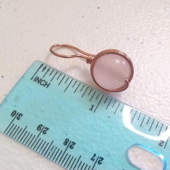 Handmade! Rose Quartz & Copper Dangle Earrings! Classy, Elegant, Trendy & Chic - Picture 6 of 8